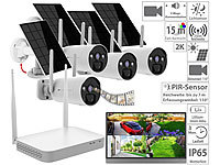 VisorTech 2K-Festplatten-Überwachungsrekorder + 4 Solar-Akku-Kameras, HDMI, App; Überwachungskameras (Funk) Überwachungskameras (Funk) 