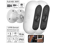 7links 2er-Set Akku-Outdoor-IP-Überwachungskameras, Full HD, WLAN & App; WLAN-IP-Nachtsicht-Überwachungskameras & Babyphones 