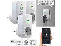 Luminea Home Control 3er Smarte WLAN-Dimmer-Steckdose mit Phasenabschnittsdimmer bis 200 W; WLAN-LED-Lampen E27 RGBW 