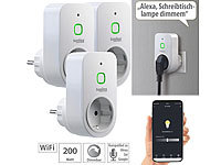 Luminea Home Control 3er Smarte WLAN-Dimmer-Steckdose mit Phasenabschnittsdimmer bis 200 W