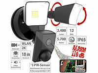 VisorTech 2K-Kamera mit 2 LED-Strahlern, 2.400lm, Sirene, Nachtsicht, WLAN, App; Netzwerk-Überwachungssysteme mit Rekorder, Kamera, Personenerkennung und App Netzwerk-Überwachungssysteme mit Rekorder, Kamera, Personenerkennung und App 