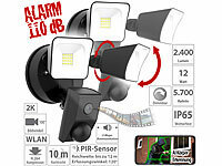 VisorTech 2er-Set 2K-Kamera, 2 LED-Strahler, 2.400lm, Sirene, WLAN, App; Netzwerk-Überwachungssysteme mit Rekorder, Kamera, Personenerkennung und App 