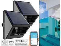 Luminea Home Control 2er-Set Outdoor-PIR-Sensoren, Solarpanel, App, IP55, ZigBee-kompatibel; WLAN-Wassermelder mit App-Benachrichtigungen WLAN-Wassermelder mit App-Benachrichtigungen 