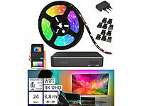 Luminea Home Control HDMI-TV-Sync-Box für Ambiente-Licht, RGB-IC-LEDs, 4K UHD, WLAN, 55–65"