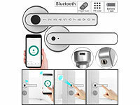 VisorTech Smarter Sicherheits-Türbeschlag mit Finger-Scanner, PIN & App, silber; WLAN-Alarmanlagen mit GSM-Handynetz-Anbindungen, Sicherheits-Türbeschläge mit Fingerabdruck-Scanner und Transponder WLAN-Alarmanlagen mit GSM-Handynetz-Anbindungen, Sicherheits-Türbeschläge mit Fingerabdruck-Scanner und Transponder WLAN-Alarmanlagen mit GSM-Handynetz-Anbindungen, Sicherheits-Türbeschläge mit Fingerabdruck-Scanner und Transponder WLAN-Alarmanlagen mit GSM-Handynetz-Anbindungen, Sicherheits-Türbeschläge mit Fingerabdruck-Scanner und Transponder 