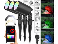 Luminea Home Control 3er-Set WLAN-Gartenstrahler, RGB & CCT, 7 W, 520 lm, IP65, App; WLAN-LED-Lampen GU10 RGBW WLAN-LED-Lampen GU10 RGBW 