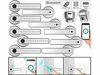 VisorTech 5er-Set Sicherheits-Türbeschläge mit Fingerabdruck-Scanner, PIN & App; GSM-Funk-Alarmanlagen GSM-Funk-Alarmanlagen 