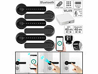 VisorTech 3er-Set Sicherheits-Türbeschläge + WLAN-Gateway,Fingerabdruck,PIN, App