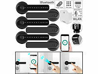 VisorTech 3er-Set Sicherheits-Türbeschläge + WLAN-Gateway,Fingerabdruck,PIN, App; Sicherheits-Türbeschläge mit Fingerabdruck-Scanner und Transponder Sicherheits-Türbeschläge mit Fingerabdruck-Scanner und Transponder