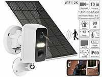 VisorTech Akku-Outdoor-IP-Überwachungskamera mit Solarpanel, 2K-Auflösung