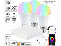 7links HomeKit-Set: ZigBee-Gateway + 3 RGB-CCT-LED-Lampen, E27, 9 W, 806 lm; WLAN-USB-Sticks WLAN-USB-Sticks WLAN-USB-Sticks 