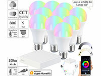 7links HomeKit-Set: ZigBee-Gateway + 10 RGB-CCT-LED-Lampen, E27, 9 W, 806 lm; WLAN-USB-Sticks WLAN-USB-Sticks WLAN-USB-Sticks 
