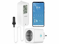 Luminea Home Control Hygrometer mit Fühler; Thermometer & Hygrometer mit Bluetooth und App, wetterfest Thermometer & Hygrometer mit Bluetooth und App, wetterfest Thermometer & Hygrometer mit Bluetooth und App, wetterfest