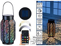 Lunartec Smarte Solar-Laterne aus Metall mit RGB-CCT-LEDs, App, Bluetooth, IP44