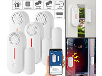 VisorTech 4er-Set 2in1-WLAN-Tür & Fensteralarm, Sirene, App und Sprachsteuerung; GSM-Funk-Alarmanlagen 