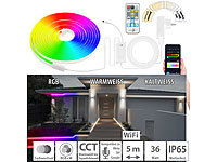 Lunartec WLAN-Neon-Schlauch mit RGBW-IC-LEDs, App, Sprachsteuerung, IP65, 5 m; LED-Lichtbänder 