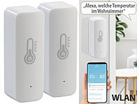 Luminea Home Control Feuchtigkeitssensoren, Hygrometer WiFi
