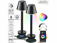 Lunartec Smarte Outdoor-Tischlampe, RGB-CCT-LEDs, App, Bluetooth, 2er-Set