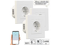 Luminea Home Control 3er-Set WLAN-Unterputz-Steckdosen mit Verbrauch-Messung, App, 3.680 W