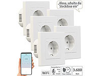 Luminea Home Control 5er-Set WLAN-Unterputz-Steckdosen mit Verbrauch-Messung, App, 3.680 W; WLAN-Steckdosen mit Stromkosten-Messfunktion WLAN-Steckdosen mit Stromkosten-Messfunktion WLAN-Steckdosen mit Stromkosten-Messfunktion 