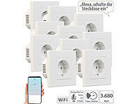 Luminea Home Control 10er-Set WLAN-Unterputz-Steckdosen mit Verbrauch-Messung, App, 3.680 W