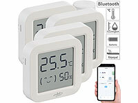 infactory 4er-Set Mini-Thermo-/Hygrometer, Komfort-Anzeige, LCD, Bluetooth, App