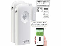 Luminea Home Control 2er-Set 2in1-WLAN-Tür-/Fenstersensoren und PIR-Sensoren, mit App