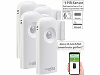 Luminea Home Control 4er-Set 2in1-WLAN-Tür-/Fenstersensoren und PIR-Sensoren, mit App