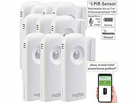 Luminea Home Control 10er-Set 2in1-WLAN-Tür-/Fenstersensoren und PIR-Sensoren, mit App; WLAN-Tür & Fensteralarme WLAN-Tür & Fensteralarme WLAN-Tür & Fensteralarme 