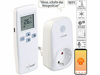 revolt WLAN-Steckdosen-Thermostat mit Sensor-Fernbedienung, App, Sprachbefehl