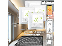 revolt 4er-Set WLAN-Fußbodenheizungs-Thermostat mit Sprachsteuerung, schwarz; Programmierbare Heizkörperthermostate mit Bluetooth 