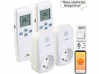 revolt 2er-Set WLAN-Steckdosen-Thermostat mit Sensor-Fernbedienung, App; Energiekostenmesser Energiekostenmesser 