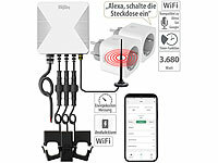 Luminea Home Control 3-Phasen-WLAN-Stromzähler inkl. 2 WLAN-Steckdosen; WLAN-Steckdosen mit Stromkosten-Messfunktion WLAN-Steckdosen mit Stromkosten-Messfunktion 