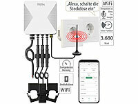 Luminea Home Control 3-Phasen-WLAN-Stromzähler inkl. 2 WLAN-Unterputz-Steckdosen; WLAN-Steckdosen mit Stromkosten-Messfunktion WLAN-Steckdosen mit Stromkosten-Messfunktion 