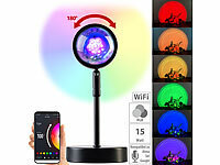 Luminea Home Control Smart RGB-Sonnenuntergangs-LED-Projektionslicht, 15 W, 180°, WLAN, App