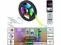 Luminea Home Control Smarter USB-RGB-IC-LED-Streifen, Bluetooth, App, Fernbedienung, 2 m