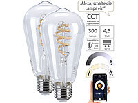 Luminea Home Control 2er-Set LED-Filament-Lampen E27, CCT, 4,5 W (ersetzt 35 W), für ZigBee; WLAN-LED-Lampen E27 RGBW 