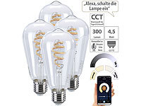 Luminea Home Control 4er-Set LED-Filament-Lampe E27, CCT, 4,5 W (ersetzt 35 W), für ZigBee; WLAN-LED-Lampen E27 RGBW 