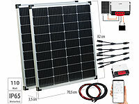 revolt Solarstrom-Set: MPPT-Laderegler mit 2x 110-W-Solarmodul, bis 20 A, App; Solarpanels, Solarpanels faltbar Solarpanels, Solarpanels faltbar 