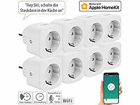 Luminea Home Control 8er-Set WLAN-Steckdosen, Apple-HomeKit-zertifiziert, mit App