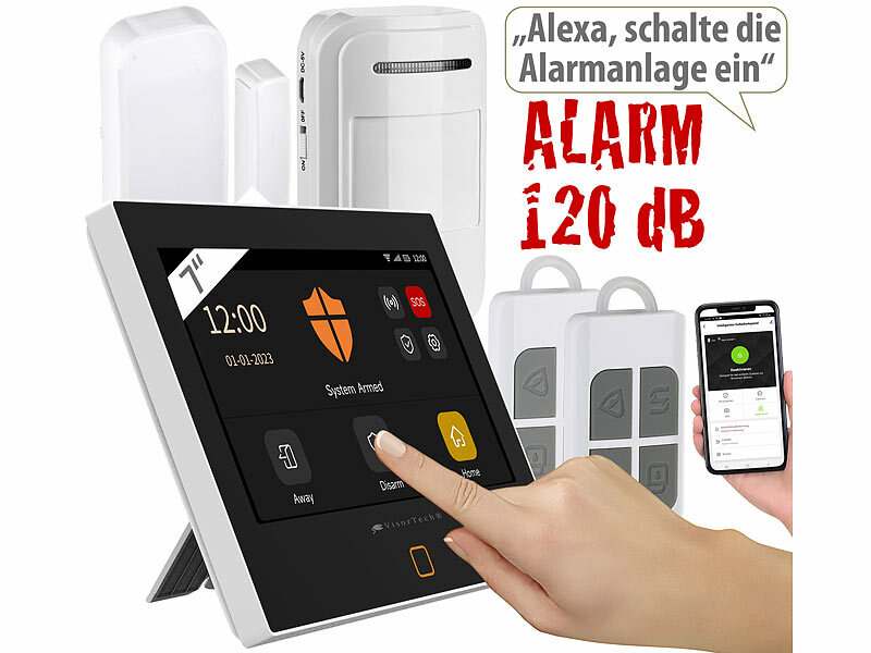 VisorTech 5-teiliges WLAN-/4G-Alarmanlage-Set mit 2