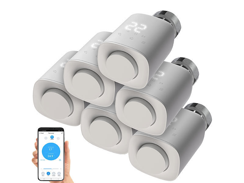 revolt Heizungsventile: 6er-Set programmierbare Heizkörper-Thermostate mit  Bluetooth und App (Thermostat Smart)