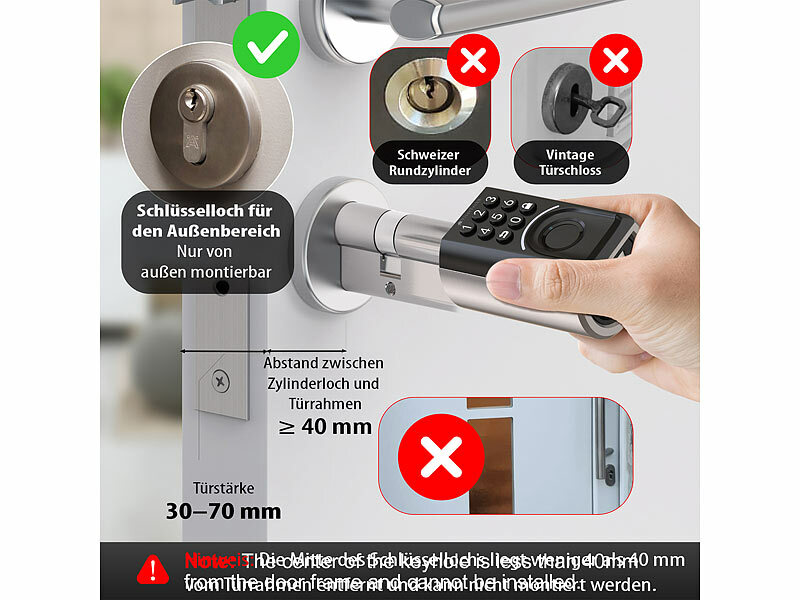 ; Tür-Schließzylinder mit Apps, Transponder-Schlüsseln & Zahlen-Codes Tür-Schließzylinder mit Apps, Transponder-Schlüsseln & Zahlen-Codes Tür-Schließzylinder mit Apps, Transponder-Schlüsseln & Zahlen-Codes 