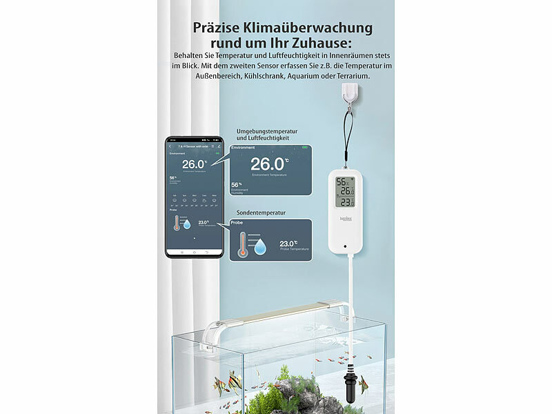 ; WLAN-Temperatur- & Luftfeuchtigkeits-Sensoren mit App-Auswertungen WLAN-Temperatur- & Luftfeuchtigkeits-Sensoren mit App-Auswertungen WLAN-Temperatur- & Luftfeuchtigkeits-Sensoren mit App-Auswertungen 