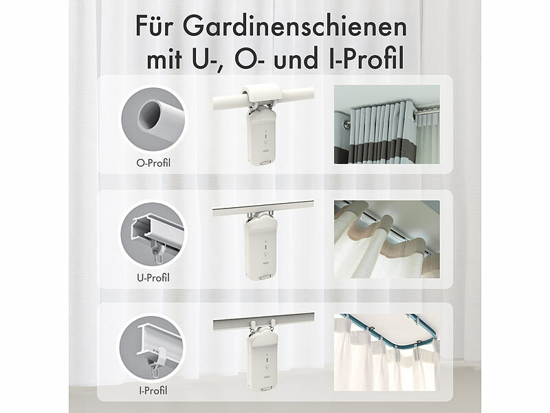 ; Smarte 3in1-Universal-Vorhangmotoren mit App, Timer- und Sensor-Steuerung Smarte 3in1-Universal-Vorhangmotoren mit App, Timer- und Sensor-Steuerung Smarte 3in1-Universal-Vorhangmotoren mit App, Timer- und Sensor-Steuerung