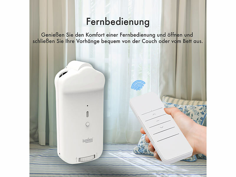 ; Smarte 3in1-Universal-Vorhangmotoren mit App, Timer- und Sensor-Steuerung Smarte 3in1-Universal-Vorhangmotoren mit App, Timer- und Sensor-Steuerung Smarte 3in1-Universal-Vorhangmotoren mit App, Timer- und Sensor-Steuerung