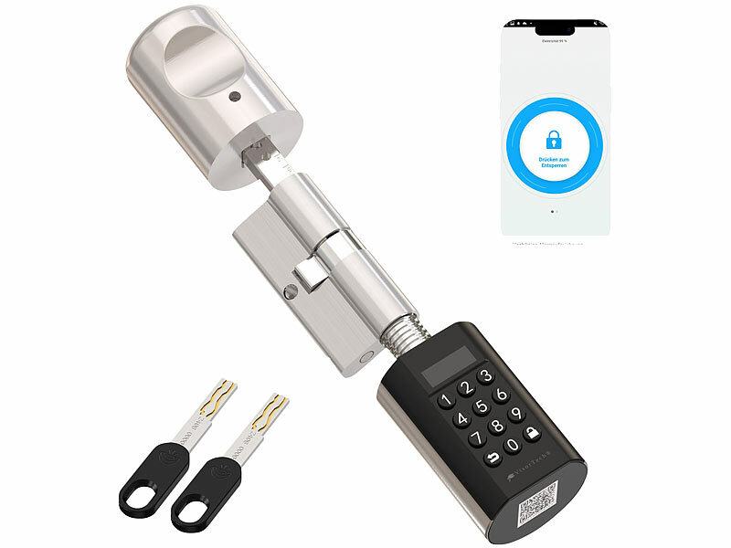 ; Tür-Schließzylinder mit Apps, Transponder-Schlüsseln & Zahlen-Codes Tür-Schließzylinder mit Apps, Transponder-Schlüsseln & Zahlen-Codes Tür-Schließzylinder mit Apps, Transponder-Schlüsseln & Zahlen-Codes 