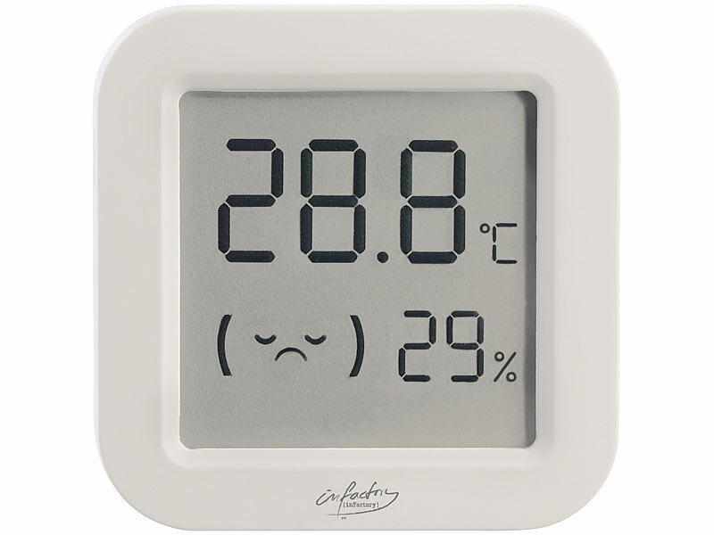 infactory 6er-Set Mini-Thermo-/Hygrometer, Komfort-Anzeige, LCD, Bluetooth,  App