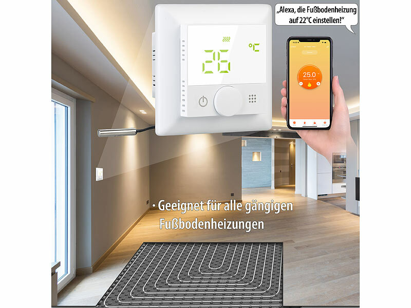 revolt WLAN-Steckdosen-Thermostat mit Sensor-Fernbedienung, App