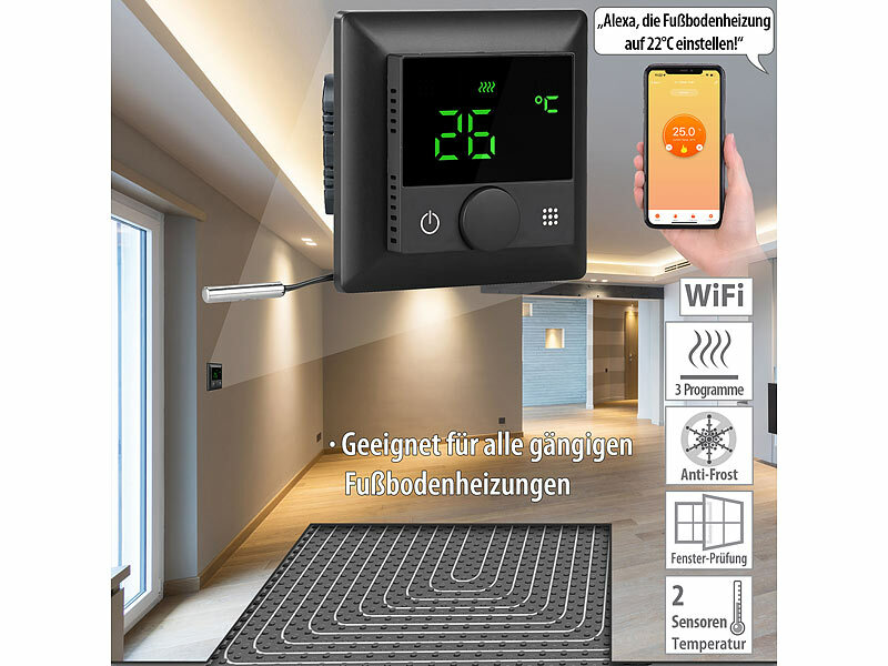 revolt WLAN-Steckdosen-Thermostat mit Sensor-Fernbedienung, App